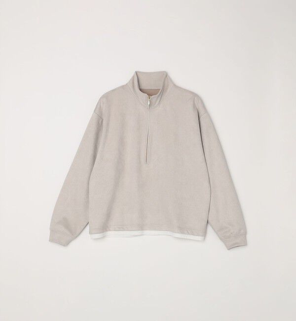 SHIPS any「SHIPS any; 〈洗濯機可能〉フェイクスエード (ポリエステル) / レイヤード ハーフジップ プルオーバー◇」|スウェット・ジャージ|