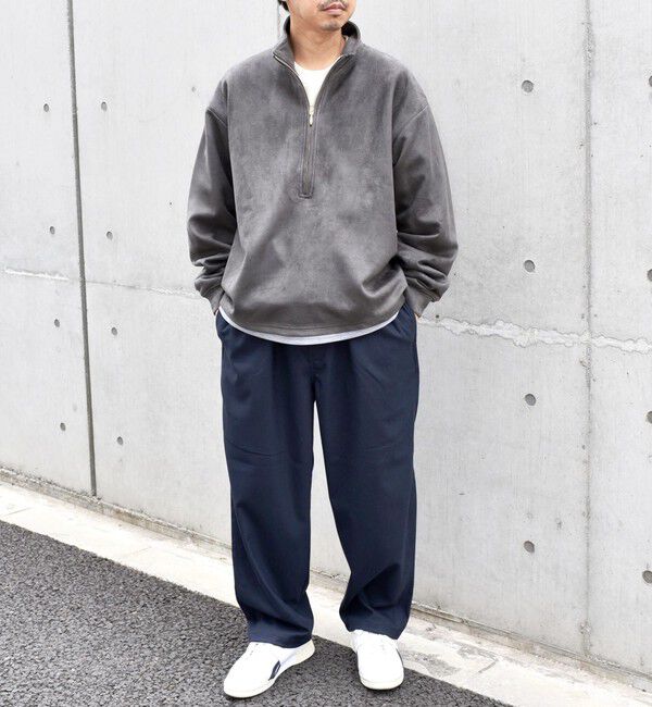 SHIPS any「SHIPS any; 〈洗濯機可能〉フェイクスエード (ポリエステル) / レイヤード ハーフジップ プルオーバー◇」|スウェット・ジャージ|