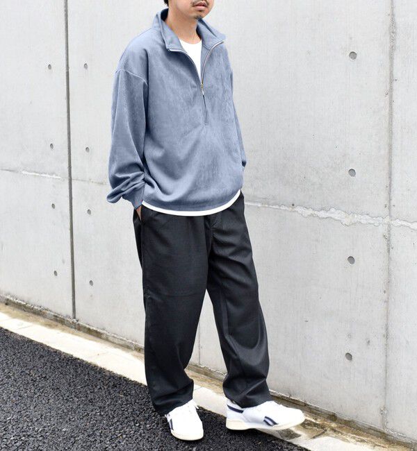 SHIPS any「SHIPS any; 〈洗濯機可能〉フェイクスエード (ポリエステル) / レイヤード ハーフジップ プルオーバー◇」|スウェット・ジャージ|