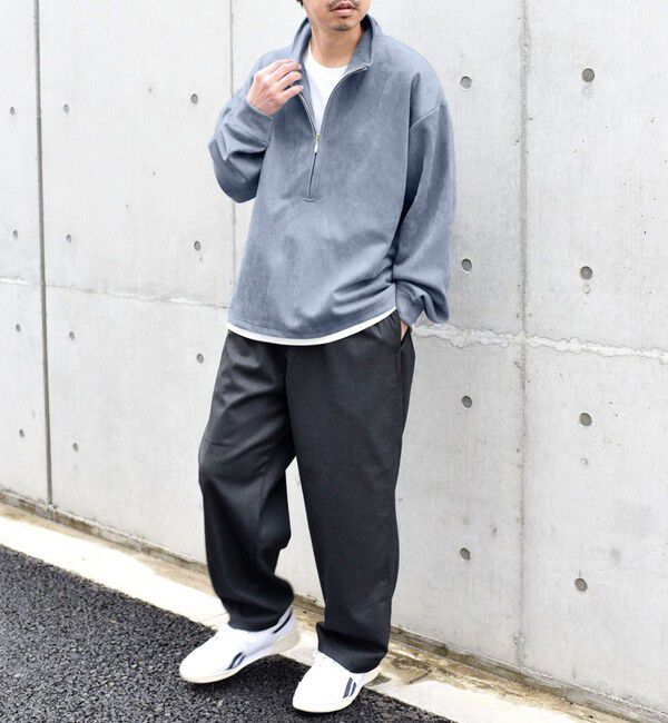 SHIPS any「SHIPS any; 〈洗濯機可能〉フェイクスエード (ポリエステル) / レイヤード ハーフジップ プルオーバー◇」|スウェット・ジャージ|