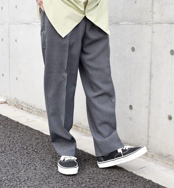 SHIPS any「SHIPS any: 〈洗濯機可能〉ウールライク ノープリーツ ワイド ストレート パンツ◇」|スラックス|チャコールグレー