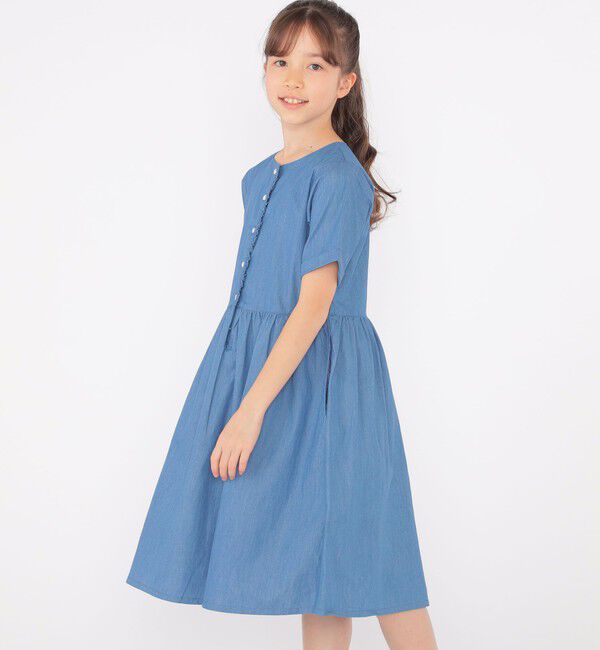 SHIPS KIDS「SHIPS KIDS:140～150cm / ダンガリー 半袖 ワンピース」|ワンピース|