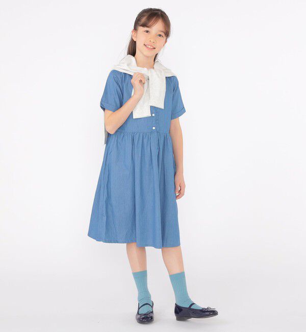 SHIPS KIDS「SHIPS KIDS:140～150cm / ダンガリー 半袖 ワンピース」|ワンピース|