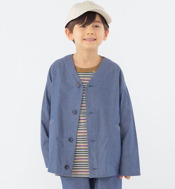 SHIPS KIDS「SHIPS KIDS:100～130cm / カラーレス ワーク シャツ」|シャツ・ブラウス|ネイビー