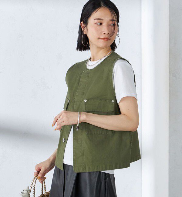 SHIPS for women「〈手洗い可能〉ミリタリー ショート ジレ」|ベスト・ジレ|