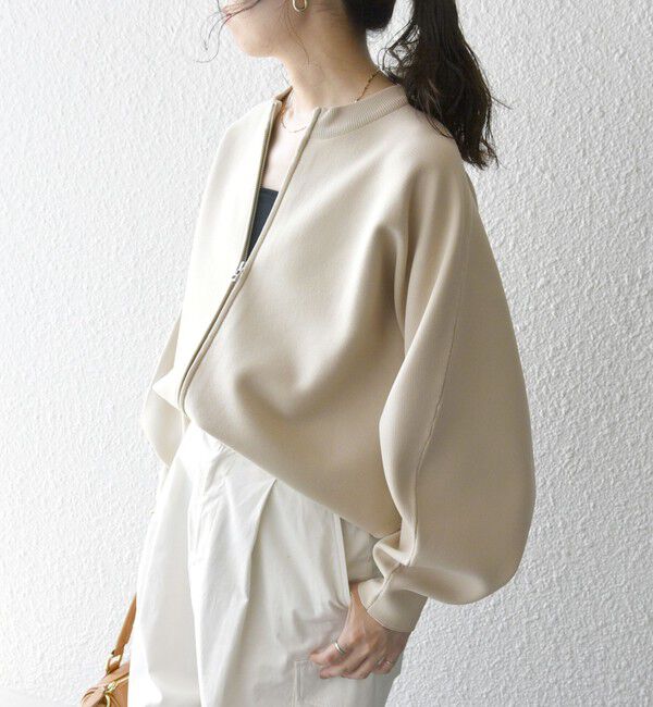 SHIPS any「《一部追加予約》【WEB限定】SHIPS any:〈手洗い可能〉ドルマン ジップ ブルゾン カーディガン」|カーディガン|ベージュ