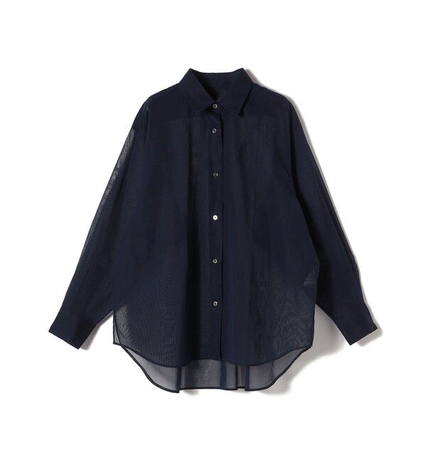 SHIPS for women「SHIPS Primary Navy Label:〈手洗い可能〉コットン オーガンジー レギュラー シャツ」|シャツ・ブラウス|ネイビー