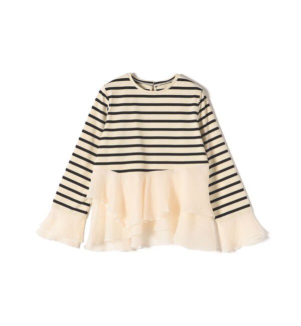 SHIPS for women「【WEB限定】〈手洗い可能〉ボーダー フリル ティアード プルオーバー」|Tシャツ・カットソー|