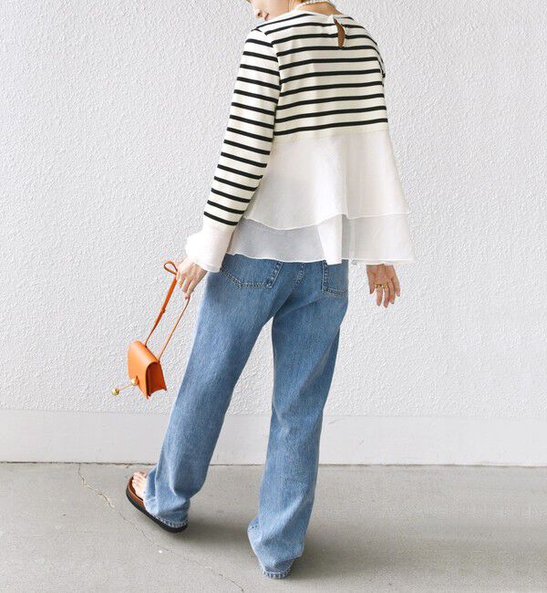 SHIPS for women「【WEB限定】〈手洗い可能〉ボーダー フリル ティアード プルオーバー」|Tシャツ・カットソー|