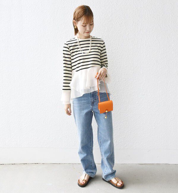 SHIPS for women「【WEB限定】〈手洗い可能〉ボーダー フリル ティアード プルオーバー」|Tシャツ・カットソー|