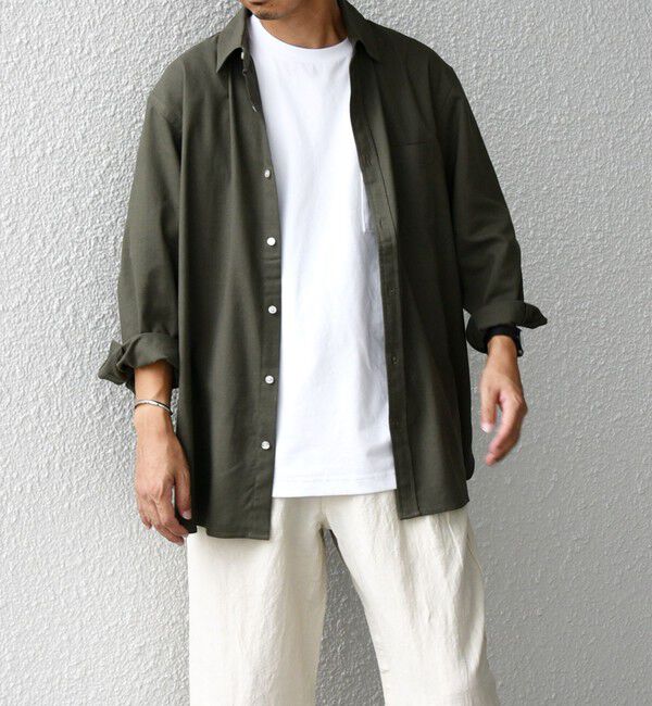 SHIPS any「【WEB限定】SHIPS any:〈洗濯機可能〉リネン / レーヨン レギュラーカラー 7分袖 シャツ◇」|シャツ・ブラウス|