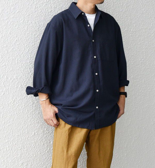 SHIPS any「【WEB限定】SHIPS any:〈洗濯機可能〉リネン / レーヨン レギュラーカラー 7分袖 シャツ◇」|シャツ・ブラウス|