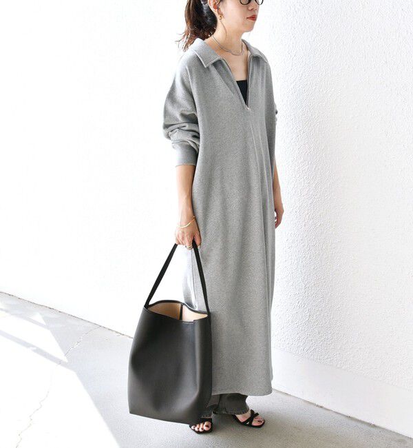 SHIPS any「SHIPS any:〈洗濯機可能〉USA コットン 裏起毛 ハーフジップ ワンピース」|ワンピース|