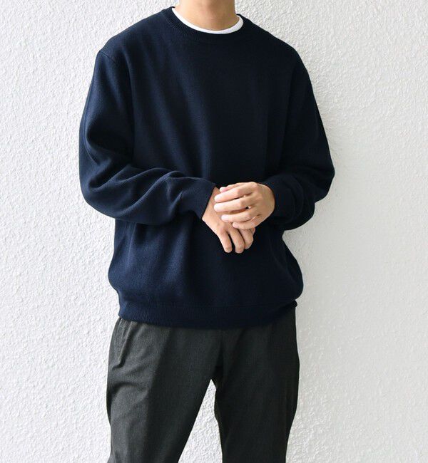 SHIPS any「SHIPS any: 〈手洗い可能〉コットン カシミヤ スウェットライク ニット 24FW◇」|ニット・セーター|ネイビー