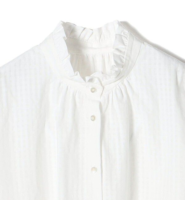 SHIPS for women「SHIPS Primary Navy Label〈手洗い可能〉ドビー チェック シアー ブラウス」|シャツ・ブラウス|