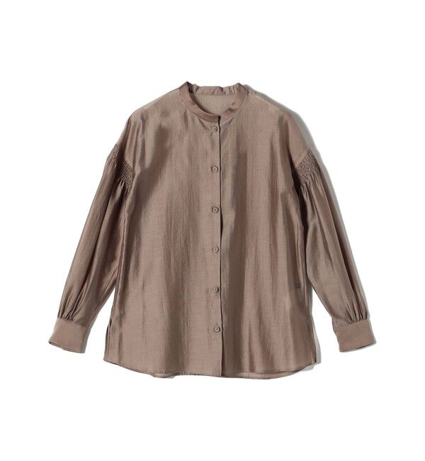 SHIPS for women「〈手洗い可能〉バンドカラー 袖 シャーリング ブラウス」|シャツ・ブラウス|