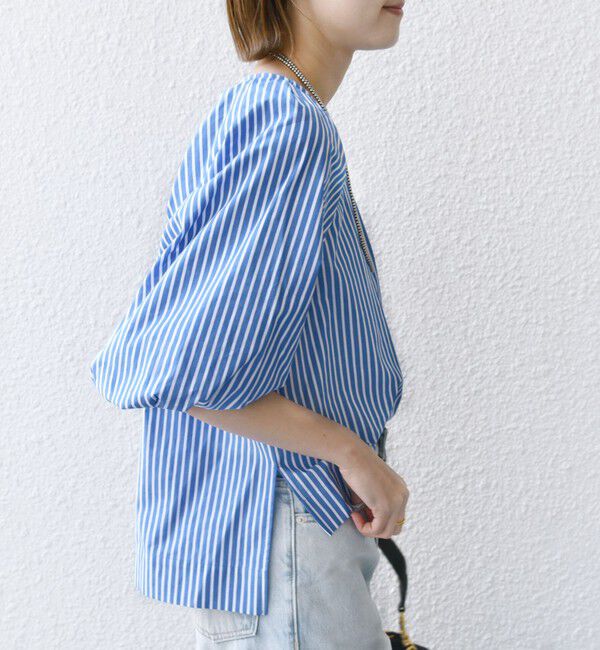 SHIPS for women「〈手洗い可能〉ストライプ バルーン ブラウス」|シャツ・ブラウス|