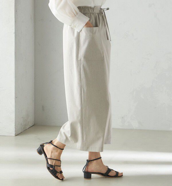 SHIPS for women「〈手洗い可能〉麻混 ストレッチ ドロスト Aライン スカート」|台形|