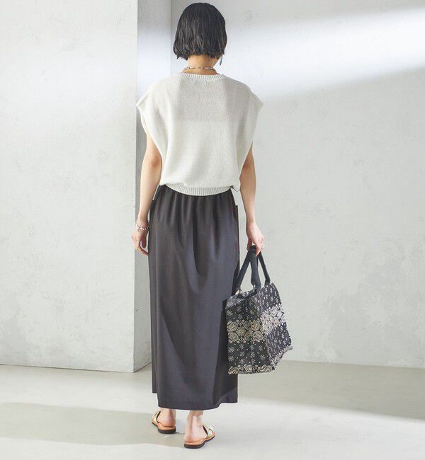 SHIPS for women「〈手洗い可能〉麻混 ストレッチ ドロスト Aライン スカート」|台形|