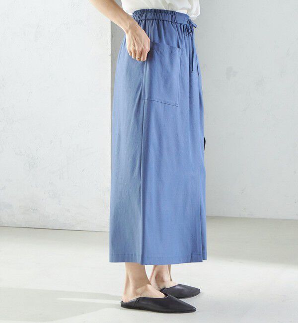 SHIPS for women「〈手洗い可能〉麻混 ストレッチ ドロスト Aライン スカート」|台形|