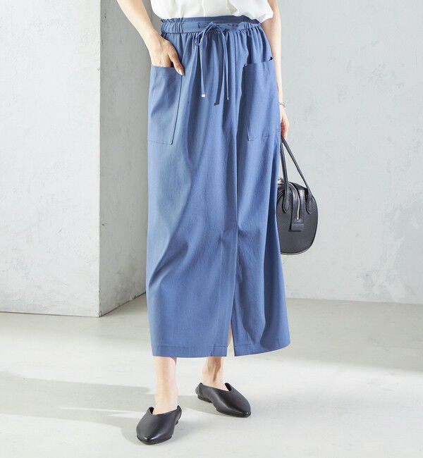 SHIPS for women「〈手洗い可能〉麻混 ストレッチ ドロスト Aライン スカート」|台形|