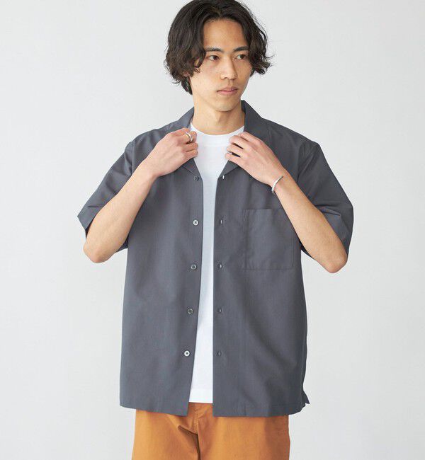 SHIPS「SHIPS: AirShade オープンカラー ショートスリーブ シャツ」|シャツ・ブラウス|チャコールグレー