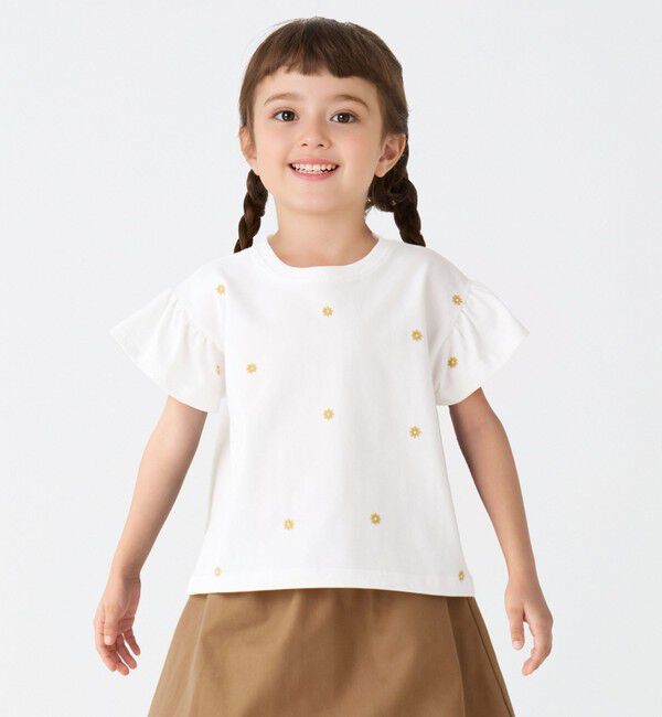 SHIPS Colors 「SHIPS Colors:80～130cm / リンク フラワー エンブロイダリー カットソー◇」|Tシャツ・カットソー|イエロー