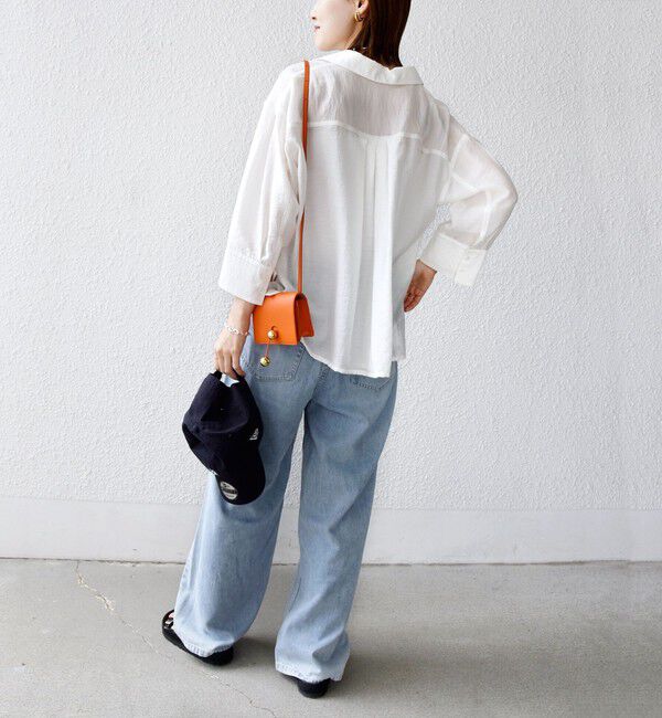 SHIPS for women「〈手洗い可能〉シアー シルク混 オープンカラー シャツ」|シャツ・ブラウス|