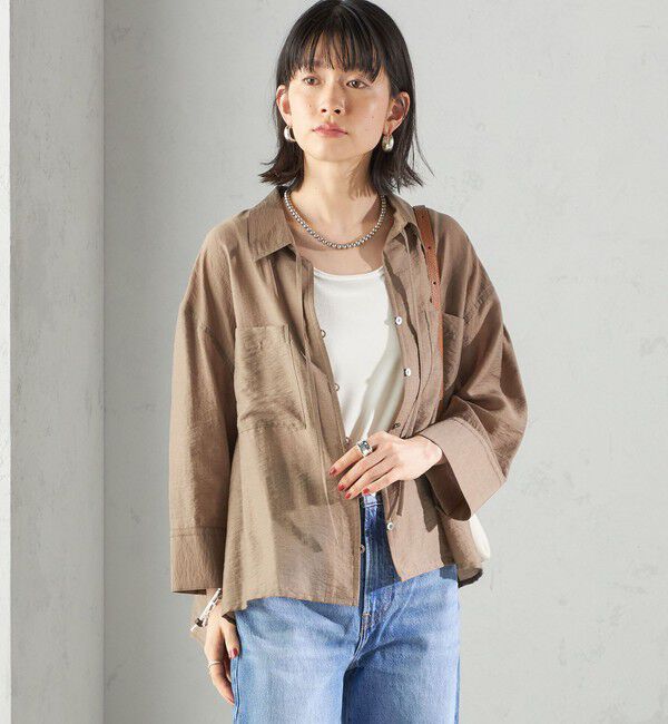 SHIPS for women「〈手洗い可能〉シアー シルク混 オープンカラー シャツ」|シャツ・ブラウス|