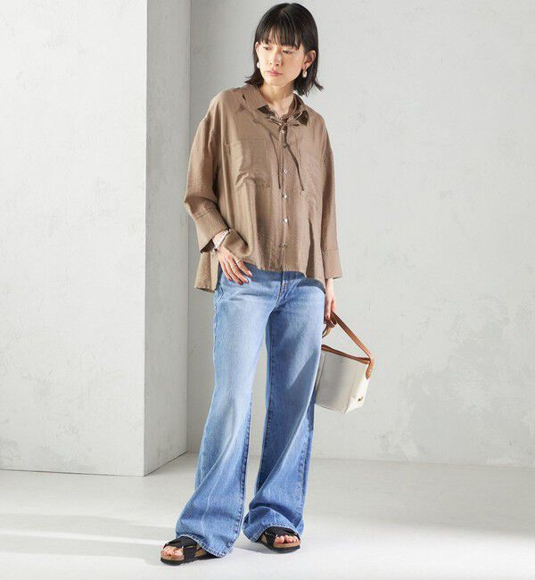 SHIPS for women「〈手洗い可能〉シアー シルク混 オープンカラー シャツ」|シャツ・ブラウス|