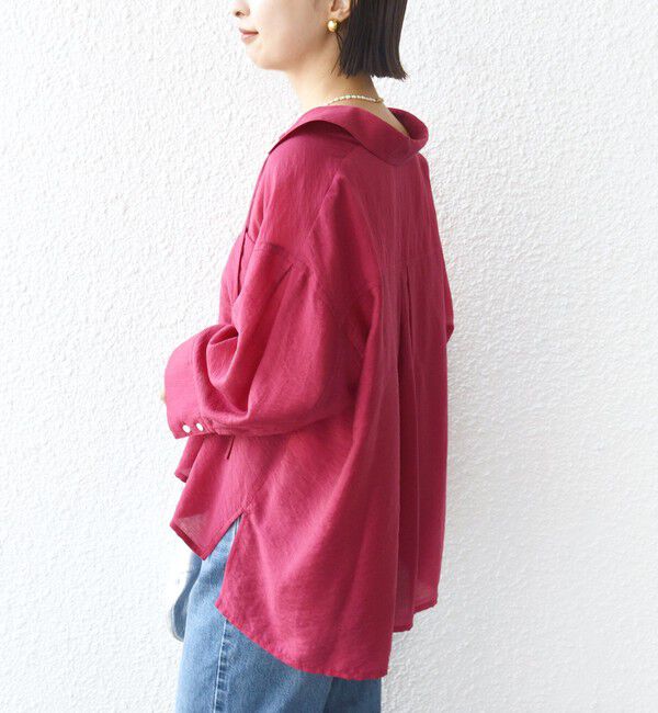 SHIPS for women「〈手洗い可能〉シアー シルク混 オープンカラー シャツ」|シャツ・ブラウス|