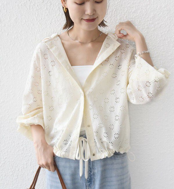 SHIPS for women「【WEB限定】〈手洗い可能〉レース フード シャツ 羽織」|シャツ・ブラウス|