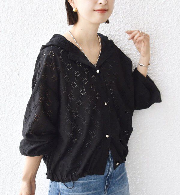SHIPS for women「【WEB限定】〈手洗い可能〉レース フード シャツ 羽織」|シャツ・ブラウス|