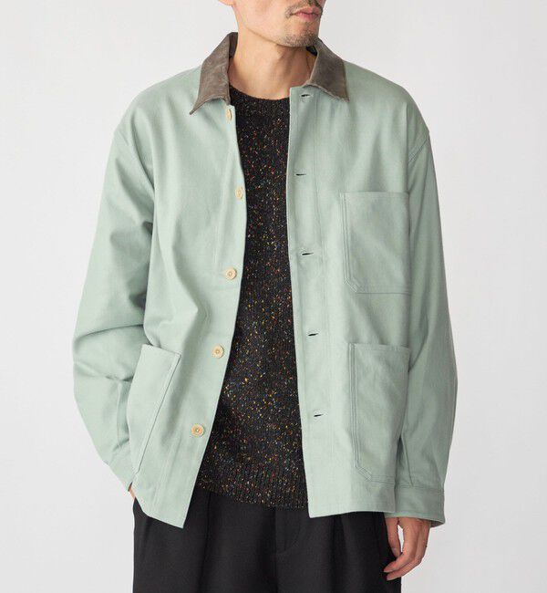 SHIPS「SHIPS:〈手洗い可能〉ライト ネル カバーオール シャツ」|シャツ・ブラウス|ライトグリーン