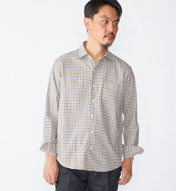 SHIPS「SHIPS:  ワイドカラー ネル シャツ」|シャツ・ブラウス|ライトカーキ