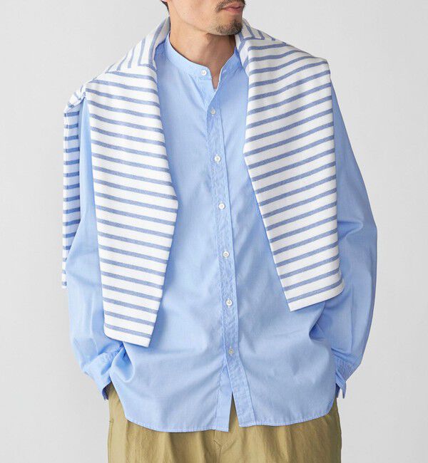 SHIPS「SHIPS: バンドカラー ブロード シャツ ロングスリーブ」|シャツ・ブラウス|ライトブルー