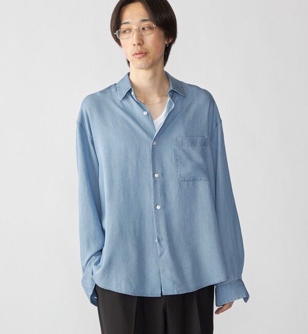 SHIPS「City Ambient Products: レギュラー ドレープ デニム ロング スリーブ シャツ」|シャツ・ブラウス|