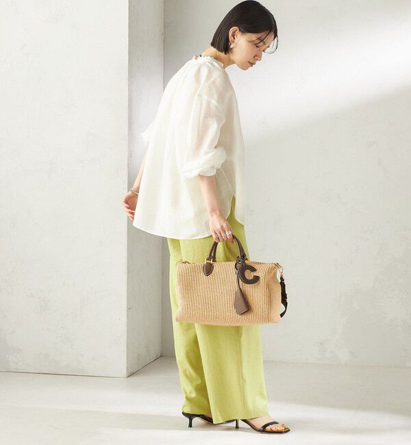 SHIPS for women「《予約》〈手洗い可能〉IMPERIAL LINEN 混 バンドカラー スキッパー シャツ」|シャツ・ブラウス|