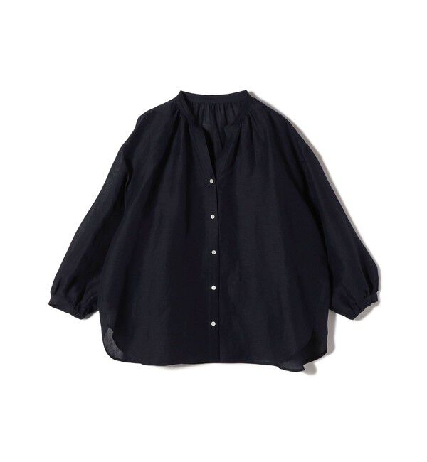 SHIPS for women「《予約》〈手洗い可能〉IMPERIAL LINEN 混 バンドカラー スキッパー シャツ」|シャツ・ブラウス|