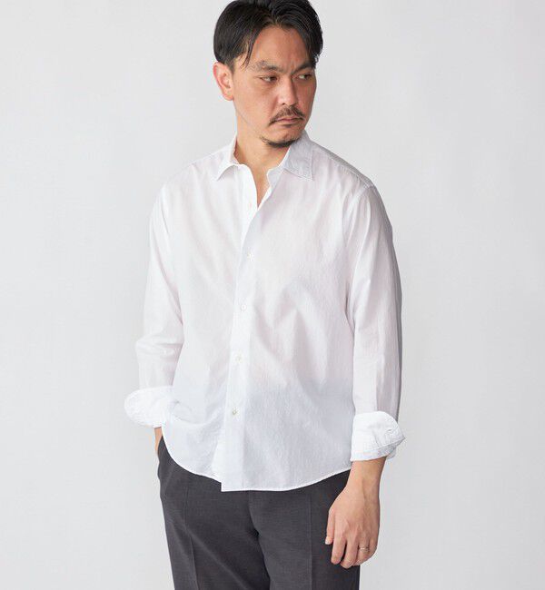 SHIPS「SHIPS: スムース テックス ワイドカラー シャツ」|シャツ・ブラウス|ホワイト