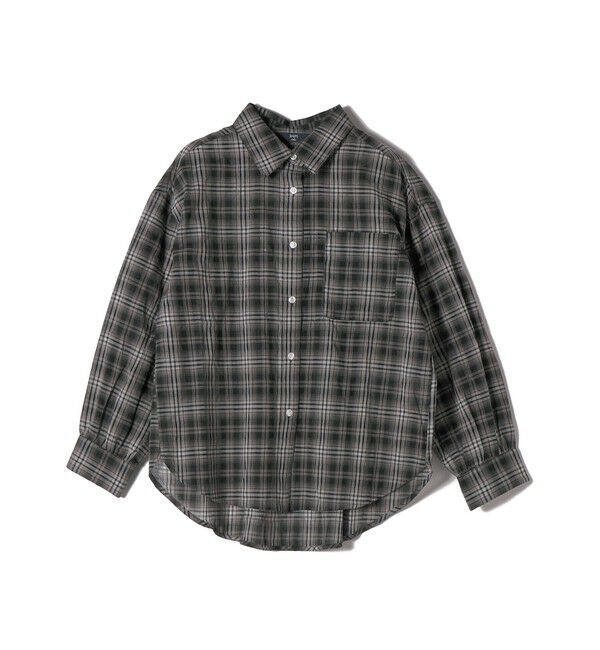 SHIPS Colors 「《予約》SHIPS Colors:〈手洗い可能〉シアー チェック シャツ◆」|シャツ・ブラウス|ブラック