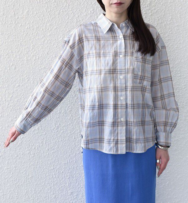 SHIPS Colors 「《予約》SHIPS Colors:〈手洗い可能〉シアー チェック シャツ◆」|シャツ・ブラウス|