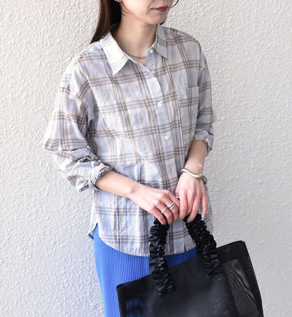 SHIPS Colors 「《予約》SHIPS Colors:〈手洗い可能〉シアー チェック シャツ◆」|シャツ・ブラウス|