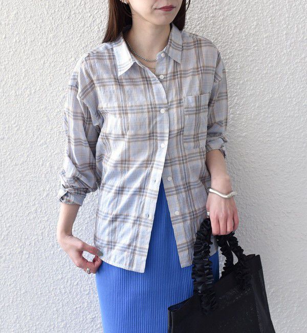 SHIPS Colors 「《予約》SHIPS Colors:〈手洗い可能〉シアー チェック シャツ◆」|シャツ・ブラウス|