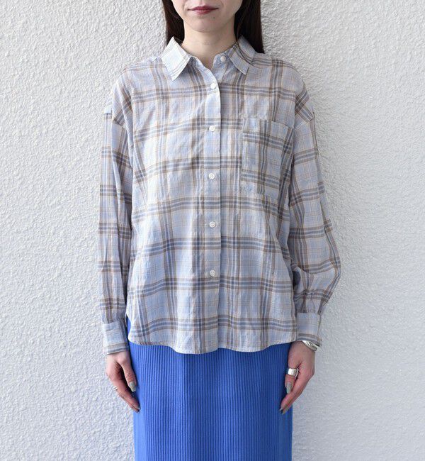 SHIPS Colors 「《予約》SHIPS Colors:〈手洗い可能〉シアー チェック シャツ◆」|シャツ・ブラウス|