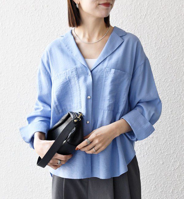 SHIPS any「《予約》SHIPS any:〈手洗い可能〉オープン カラー ポケット シャツ」|シャツ・ブラウス|