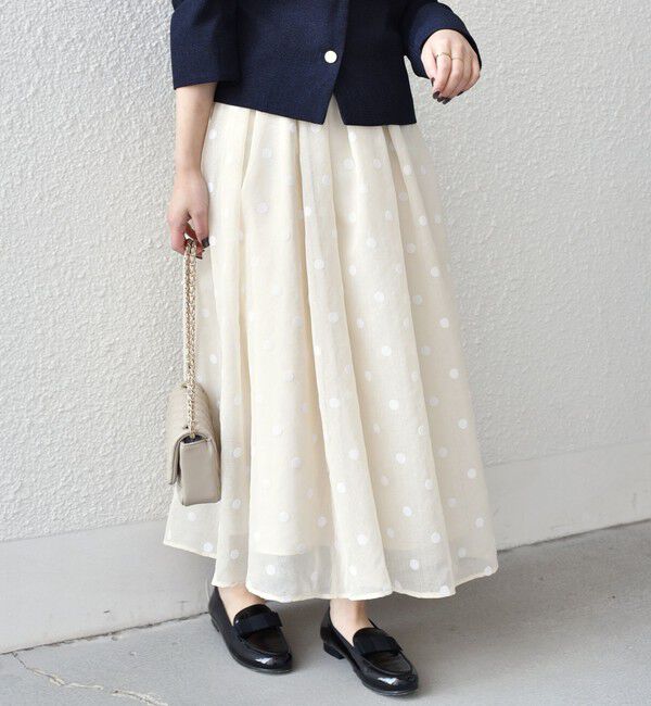 SHIPS Colors 「《予約》SHIPS Colors:〈手洗い可能〉シアー フロッキー ドット フレア スカート◆」|フレア|