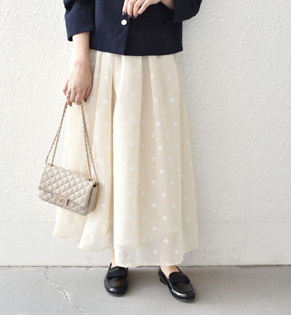 SHIPS Colors 「《予約》SHIPS Colors:〈手洗い可能〉シアー フロッキー ドット フレア スカート◆」|フレア|