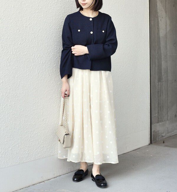 SHIPS Colors 「《予約》SHIPS Colors:〈手洗い可能〉シアー フロッキー ドット フレア スカート◆」|フレア|