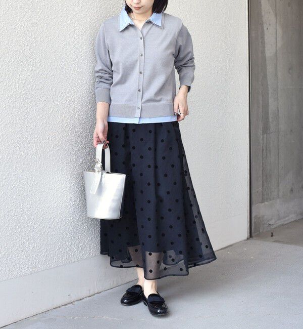 SHIPS Colors 「《予約》SHIPS Colors:〈手洗い可能〉シアー フロッキー ドット フレア スカート◆」|フレア|
